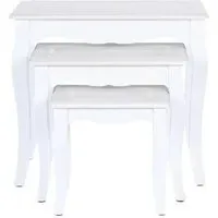 Romantic White Wood Side Table Set of 3 - White