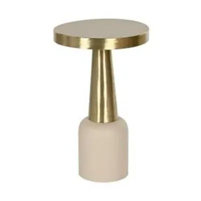 Round Side Table - Gold, Cream