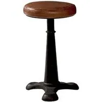 Singer Round Stool - Chocolate, Leather