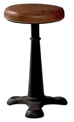 Singer Round Stool - Chocolate, Leather image