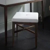 Stratford Upholstered Stool - Off White, Walnut