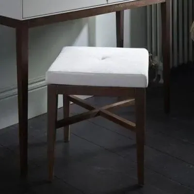 Stratford Upholstered Stool - Off White, Walnut image