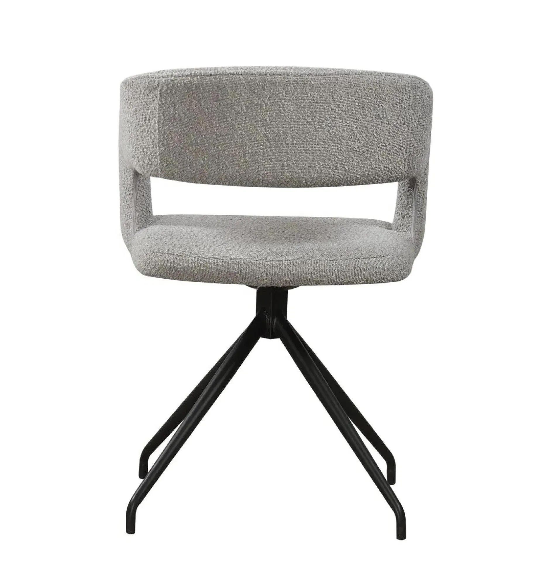 Swivel Dining Chair - Light Grey, Boucle Fabric