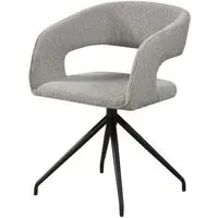 Swivel Dining Chair - Light Grey, Boucle Fabric