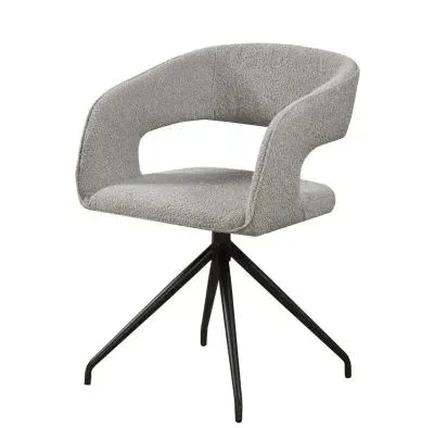 Swivel Dining Chair - Light Grey, Boucle Fabric image