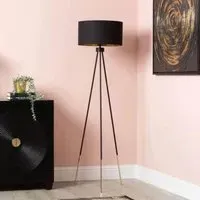 Tripod Floor Lamp - Black, Linen