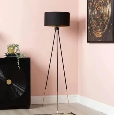 Tripod Floor Lamp - Black, Linen image