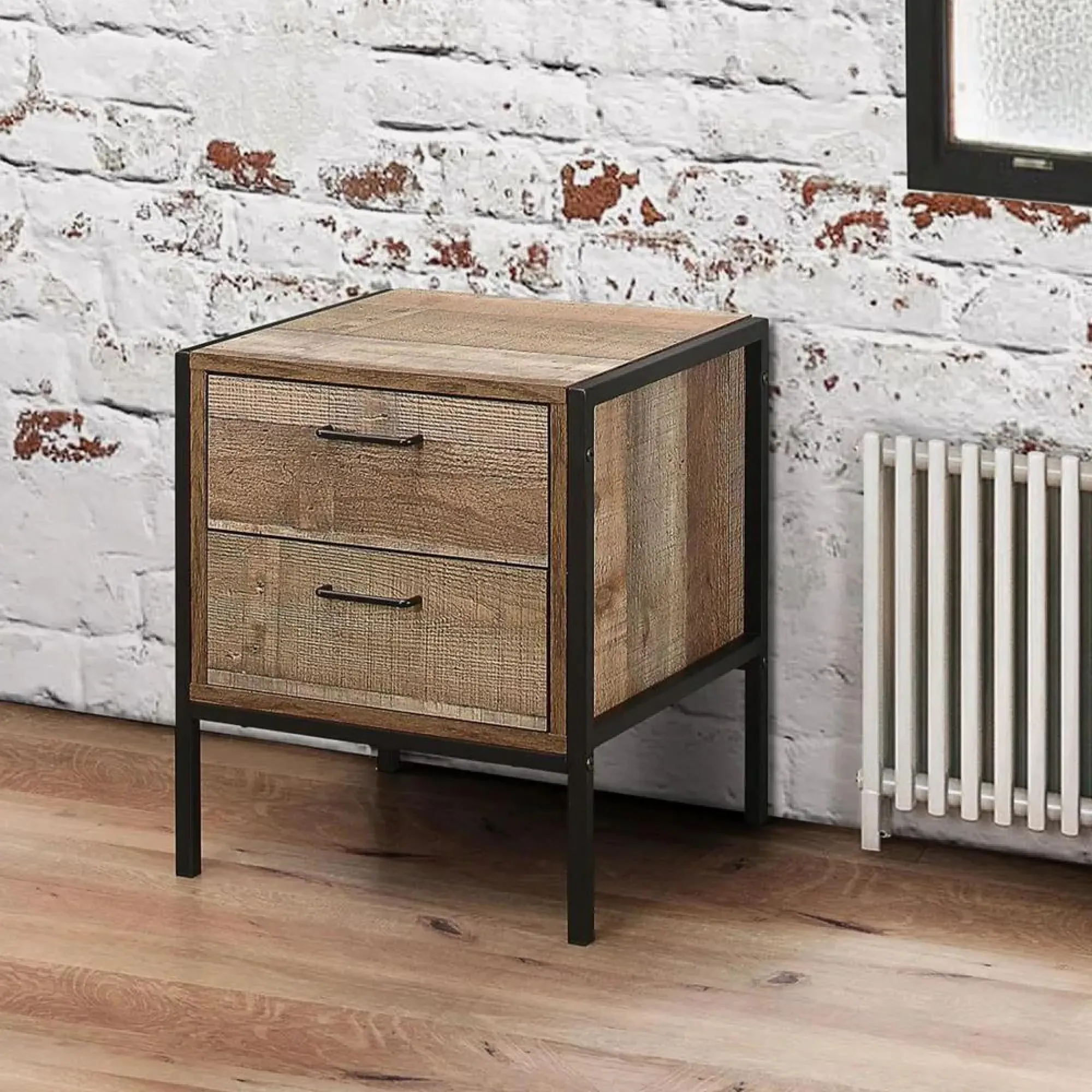 Urban 2 Drawer Bedside Table - Rustic, Wood Effect