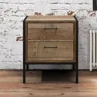Urban 2 Drawer Bedside Table - Rustic, Wood Effect