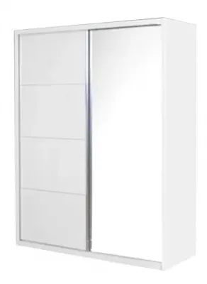 Velour 2 Door Sliding Wardrobe with Mirror - White High Gloss image