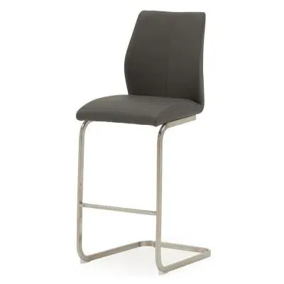 Vida Living Irma Barstool - Grey, Faux Leather