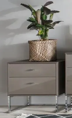 Wiemann Vigo 2 Drawer Bedside Cabinet - Havana, Glass image