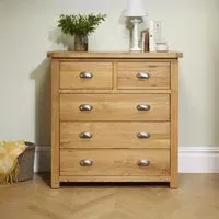 Woburn 3+2 Drawer Chest - Rustic, Oak