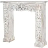 Wood Carved Console Table - White