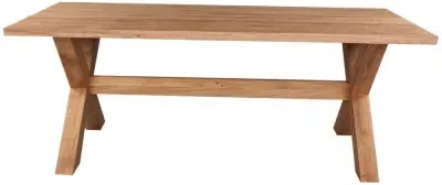 Massive Oak 8-Seater Extending Dining Table with Crossed Leg