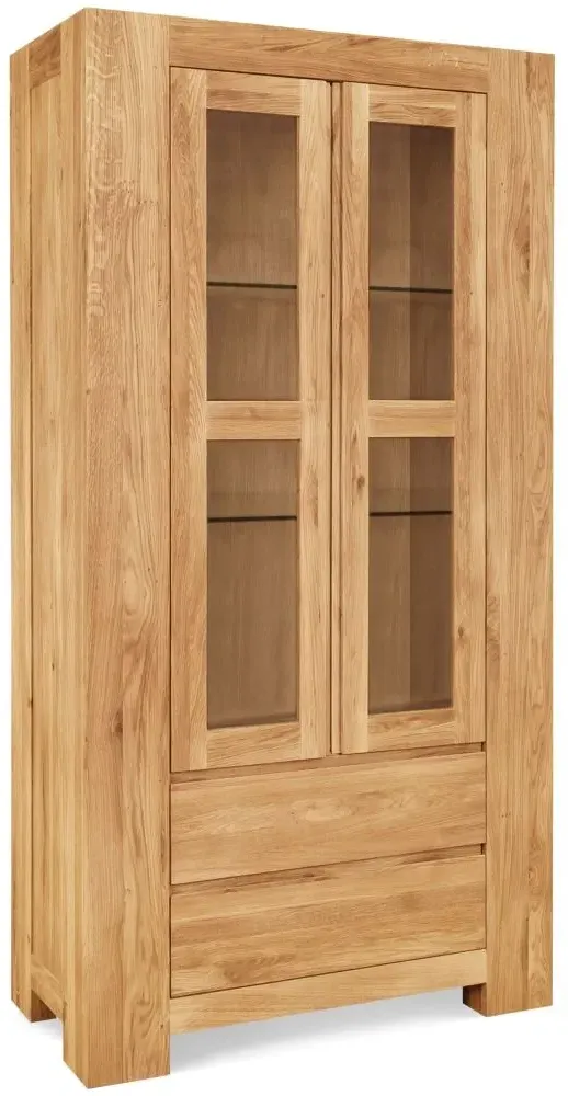 Massive Oak Tall Wide Display Cabinet