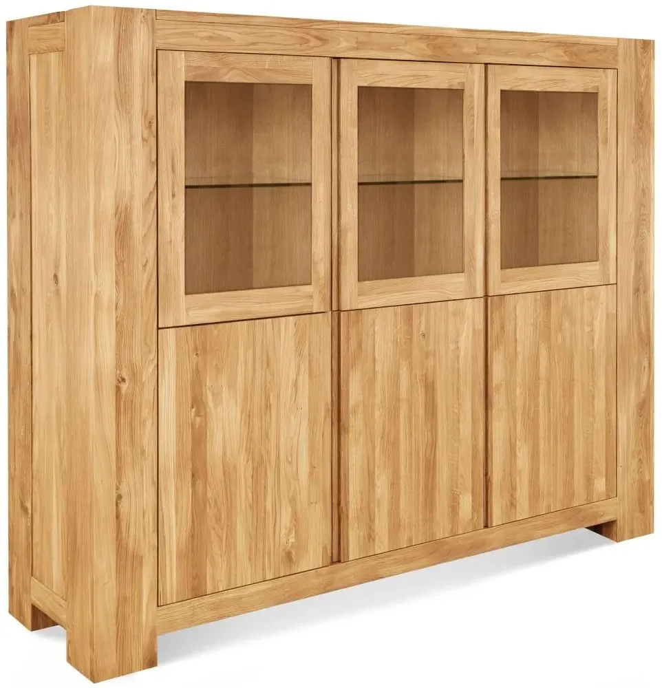 Massive Oak Wide Display Cabinet
