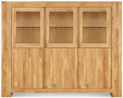 Massive Oak Wide Display Cabinet