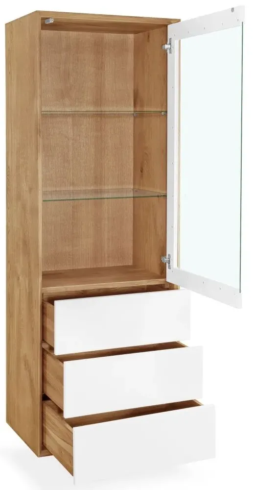 Modena Oak 1 Door Tall Display Cabinet - Painted