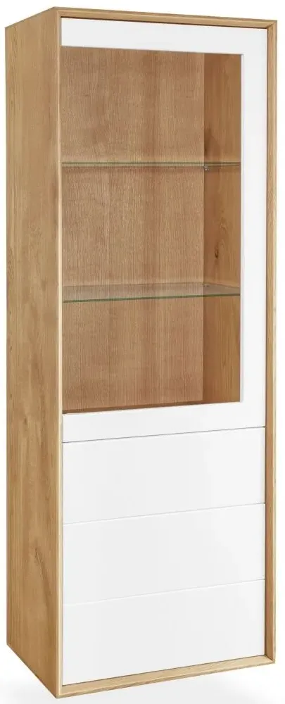Modena Oak 1 Door Tall Display Cabinet - Painted