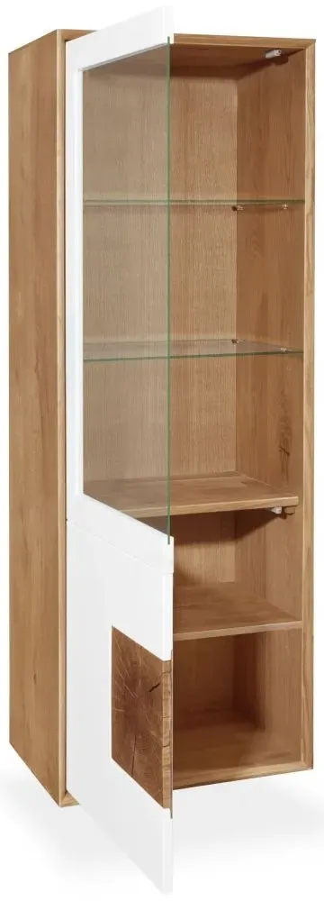 Modena Oak Tall Display Cabinet with Glass Door - Painted