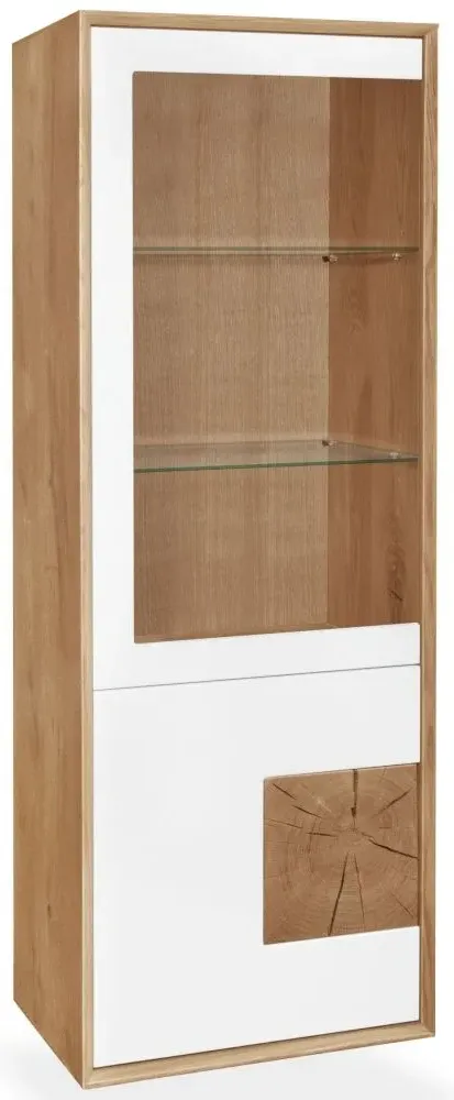 Modena Oak Tall Display Cabinet with Glass Door - Painted