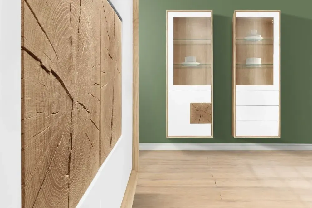 Modena Oak Tall Display Cabinet with Glass Door - Painted