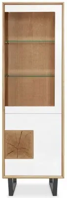 Modena Oak Tall Display Cabinet with Glass Door - Painted