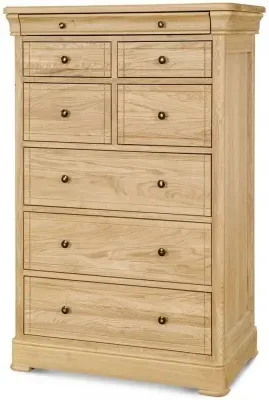 Moreno 8 Drawer Tall Wide Chest - Oak
