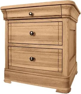 Moreno Oak 3 Drawer Bedside Cabinet - Oak