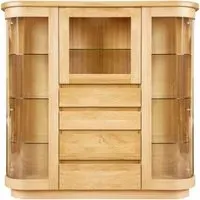 Sorento 3 Glass Door Combi Display Cabinet - Oak