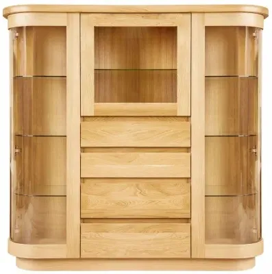 Sorento 3 Glass Door Combi Display Cabinet - Oak