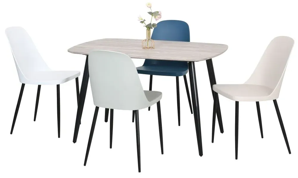 Addison 4-Seater Dining Table - Grey, Oak Effect