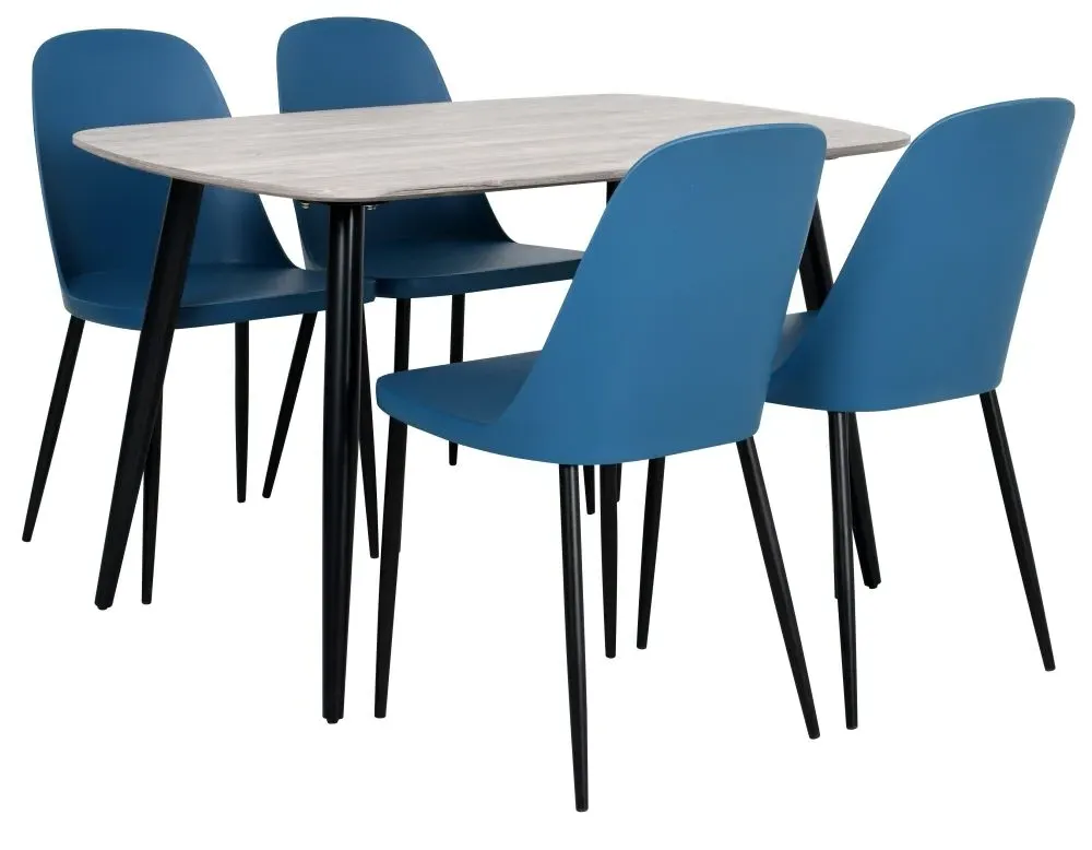 Addison 4-Seater Dining Table - Grey, Oak Effect