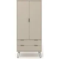 Alaska 2 Door 2 Drawer Wardrobe with Hairpin Legs - Driftwood
