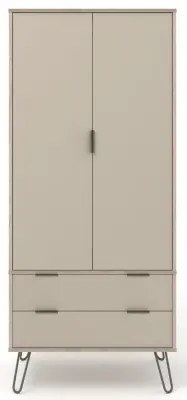 Alaska 2 Door 2 Drawer Wardrobe with Hairpin Legs - Driftwood image