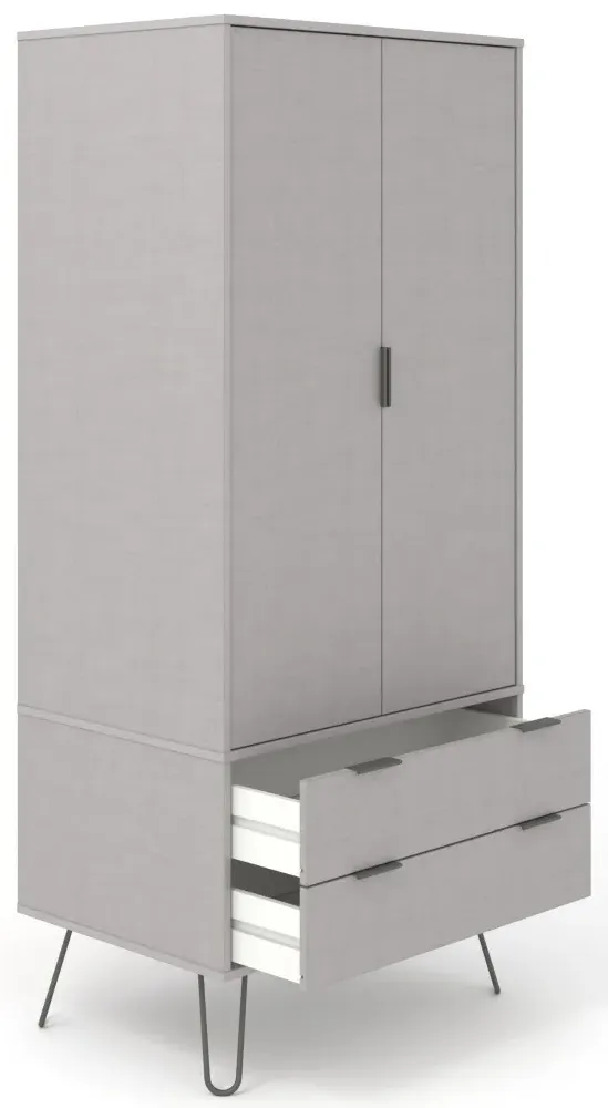 Alaska 2 Door 2 Drawer Wardrobe with Hairpin Legs - Grey