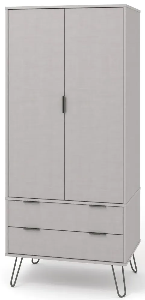 Alaska 2 Door 2 Drawer Wardrobe with Hairpin Legs - Grey