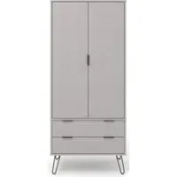 Alaska 2 Door 2 Drawer Wardrobe with Hairpin Legs - Grey