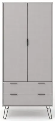 Alaska 2 Door 2 Drawer Wardrobe with Hairpin Legs - Grey