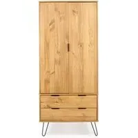Alaska 2 Door 2 Drawer Wardrobe with Hairpin Legs - Pine