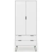 Alaska 2 Door 2 Drawer Wardrobe with Hairpin Legs - White