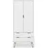 Alaska 2 Door 2 Drawer Wardrobe with Hairpin Legs - White