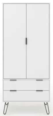 Alaska 2 Door 2 Drawer Wardrobe with Hairpin Legs - White