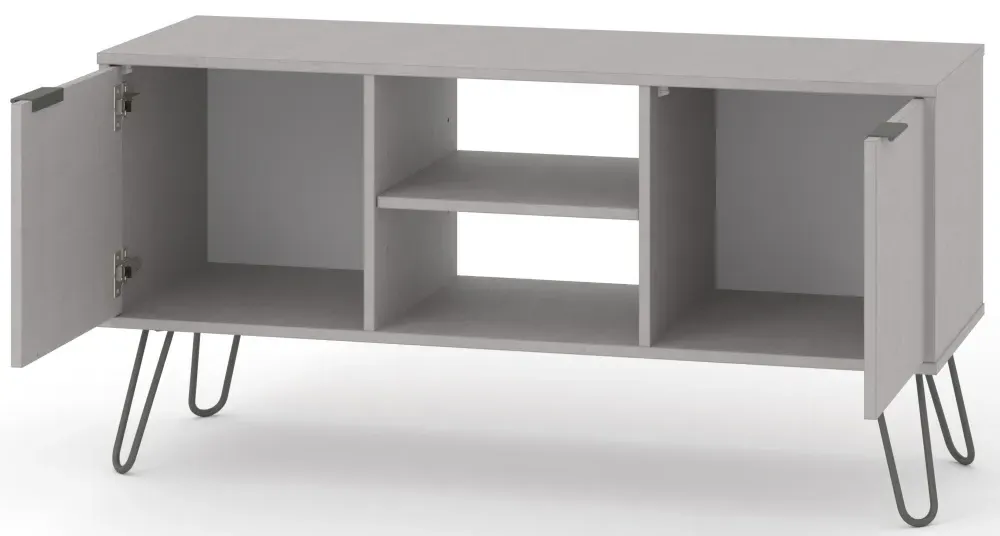 Alaska 2 Door TV Unit with Hairpin Legs - Grey