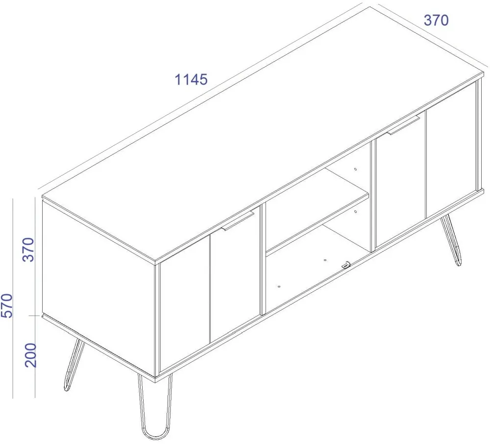 Alaska 2 Door TV Unit with Hairpin Legs - Grey