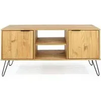 Alaska 2 Door TV Unit with Hairpin Legs - Waxed Pine