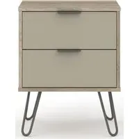 Alaska 2 Drawer Bedside Cabinet with Hairpin Legs - Driftwood