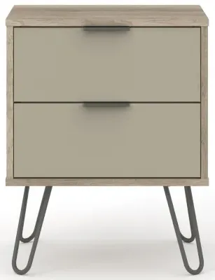Alaska 2 Drawer Bedside Cabinet with Hairpin Legs - Driftwood image
