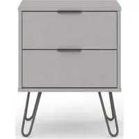 Alaska 2 Drawer Bedside Cabinet with Hairpin Legs - Grey